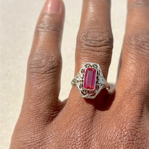 Stunning Vintage filigree 14 karat ring - Picture 8 of 8